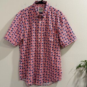 RSVLTS Medium American Flag USA Kunuflex Button Down Shirt Lightweight Casual